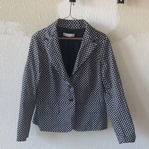New York & Company Black and White Patterned Blazer